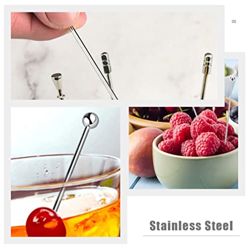 Luxshiny Cocktails Sticks Stick Palitos de Dente de Coquetel de 8Pcs Aço Inoxidável Martini Picareta