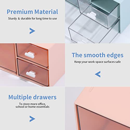 OSteed Desk Stackable Organiser with 4 Drawers, White Skincare Organizer, Office Organizer Box - Image 3