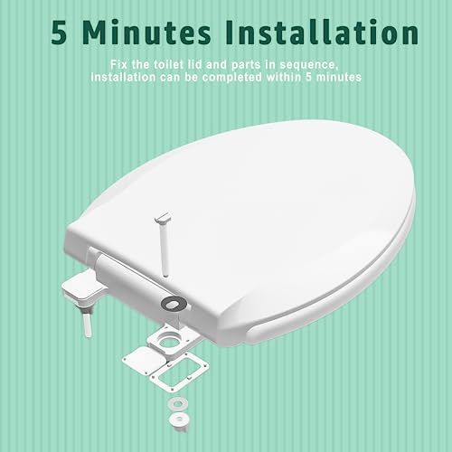 Image of Toilet Seat Elongated, Toilet Seat Oval 18.5 Inch, Soft Close, PP Material, Easy Clean and Safe, No Yellow, White, 2 Pack