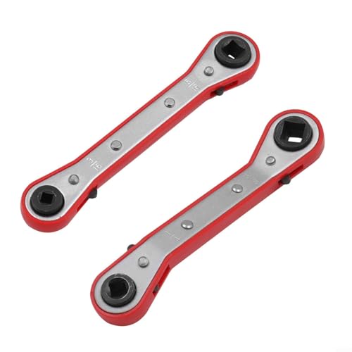Double Headed Square Ratchet Wrench Tool 4 Sizes In 1 Square Drive Spanners For Refrigeration Air Conditioner HVAC Repair Hand Tools(A+B)
