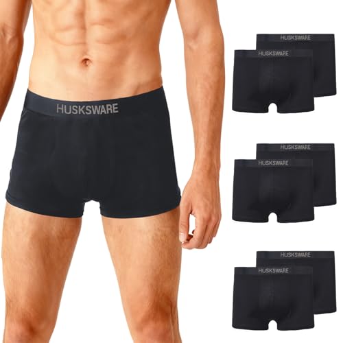 HUSKSWARE Boxershorts Herren 6er Pack, 180g Baumwolle Unterhosen Männer, Ohne Kratzenden Zettel, Atmungsaktive & Elastis...