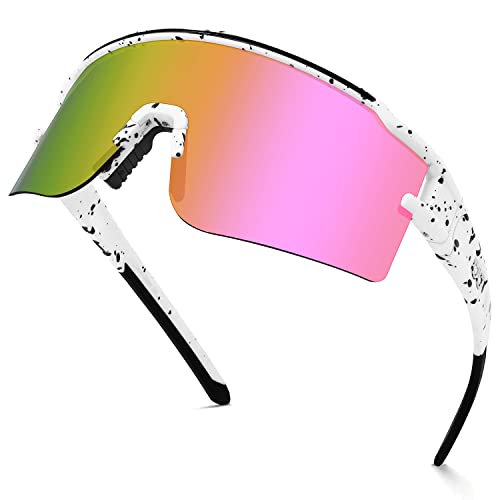 FMY Polarized Sports Sunglasses for Men Women with 3 Interchangeable Lenses,UV Protection MTB Baseball Cycling Glasses