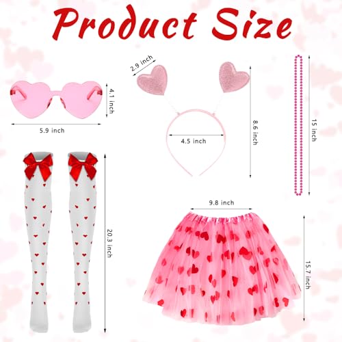 Kvittra Tutu Costume Set for Women, Valentines Cupid Costume Pink Red Accessories Set With Heart Sha
