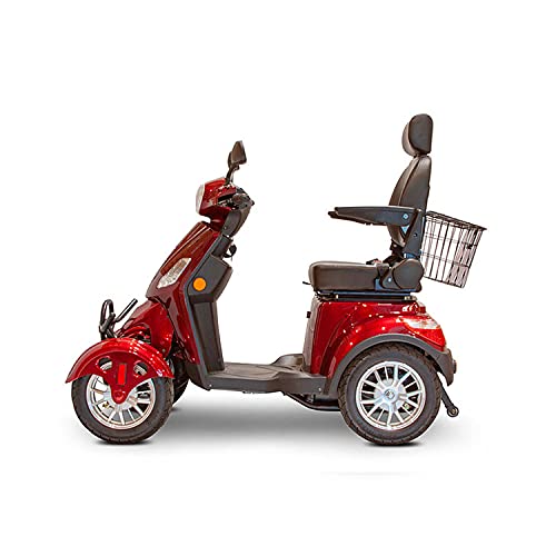 Ewheels Ew-46 4 Wheel Bariatric 3 Speed Travel Electric Battery Powered Medical Mobility Recreational Scooter With Adjustable Seat And Rear Basket Red #TOP1