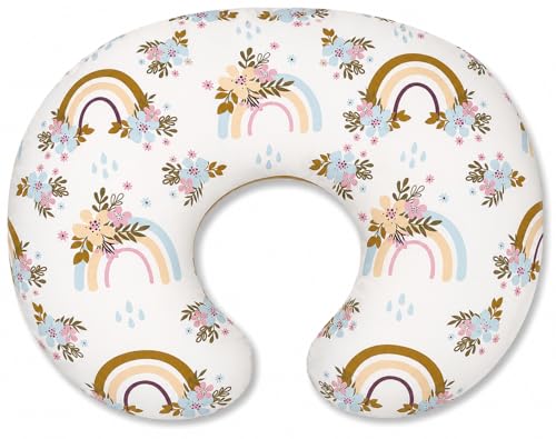 Image of Proliva Feeding Pillow for New Born Baby with Detachable Cover Breast Feeding, Maternity Nursing Pillow for Breastfeeding Set of Support for Baby Feeding Pillow Mom Home (Rainbow-White-K1)