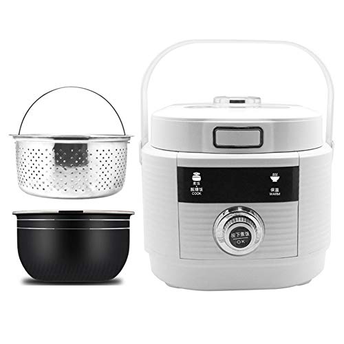 Reiskocher Gesundheit,4L Mini Home Elektro-Schnellkochtöpfe Geeignet, Antihaft-Innentopf,Warmhaltefunktion,Reiskocher aus Edelstahl mit Zwei