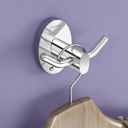 Image of Plantex 304 Grade Stainless Steel Hooks for Hanging Clothes and Towels in Bathroom /Living Room /Bathroom Accessories - Olive (Chrome)