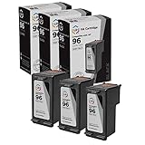 LD © Remanufactured Replacement Ink Cartridges for Hewlett Packard C8767WN (HP 96) High-Yield Black (3 Pack)