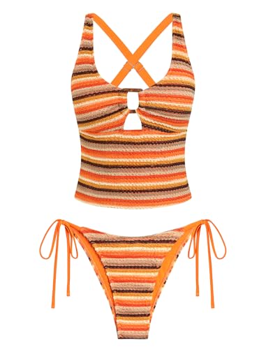 ZAFUL Womens Large Tankini Swimsuits Two Piece V Neck Tummy Control Bathing Suit