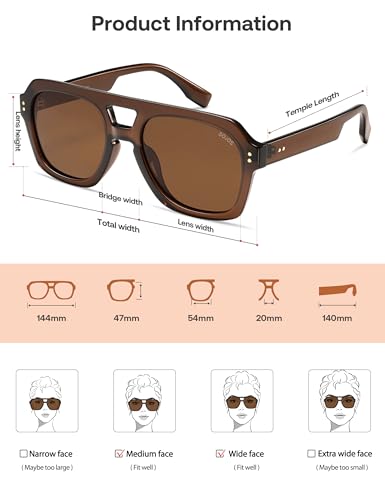 Image of SOJOS Retro Thick Polarized Aviator Sunglasses for Women Men, Large Trendy Bold Square Pilot Shades SJ2385