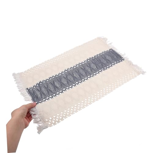 Table Tissés Pompons Rectangulaires Zerodeko : Set de Table Réutilisable - 4