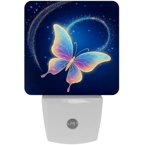 Image of NEWzone Butterfly Night Light [2 Pack], Plug in Wall Led Night Lights Decor for Boys Girls Room, Dusk to Dawn Sensor Wall Lamp for Stairway /Bedroom /Kitchen /Nursery Room