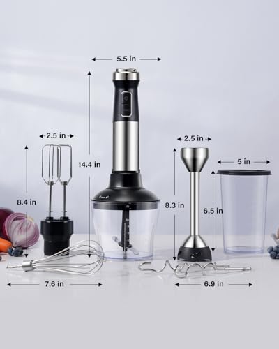 Gdor JHB158 6-In-1 Immersion Blender, 1000W Stainless Steel Scratch Resistant Immersion Blender Handheld With 20 Speeds, Hand Blender With Whisk thumb #6