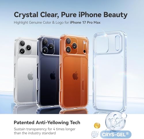 Image of Transparent TPU Back Case Cover for Apple iPhone 17 Pro Max with Camera Protection, Shockproof, Anti-Yellowing, Scratch-Resistant, Wireless Charging Compatible for iPhone 17 Pro Max (Clear)