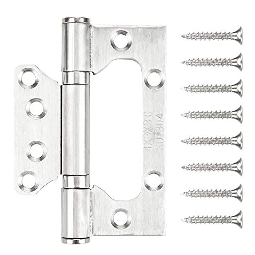 WELLOCKS Door Hinge 4x3 Inches 3 Pack Stainless Steel 304, 3mm Thick No Mortise Door Hinges Quiet Smooth Brushed Silver Perfect for Heavy Door(D042)