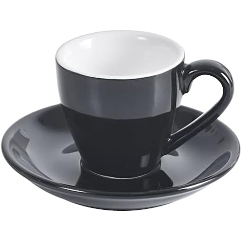 ionEgg Black Porcelain Espresso Cups with Saucer Cover