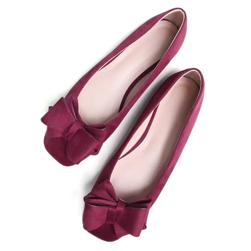 Hee grand Flats for Women Comfortable Wide Width Square Toe Slip On Flats Bowknot Dress Shoes4