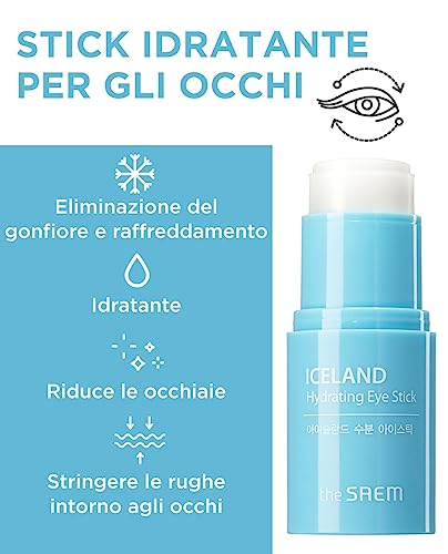 THESAEM Island Hydrating Eye Stick 0.24oz (7g) - Bálsamo de ojos refrescante contra ojeras e hinchazón - Tratamiento de la zona de los ojos - Reduce las arrugas e hidrata