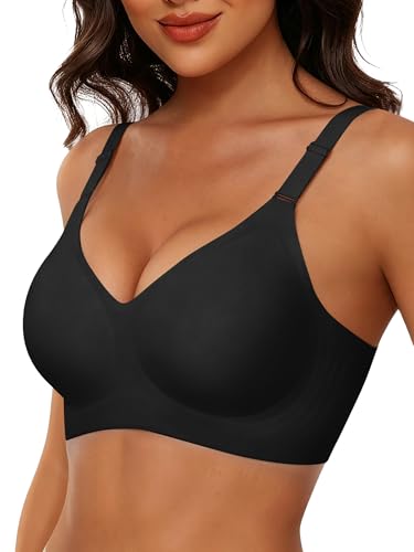Image of Wireless Bras for Women Jelly No Underwire Push Up Seamless Comfort Full Coverage Supportive Soft Everyday Tshirt Bra