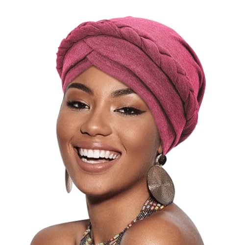 Image of DRESHOW Turban Pre-Tied Twisted Hat Thread African Head Wraps for Black Women Chemo Cancer Cap Braid Hair Cover