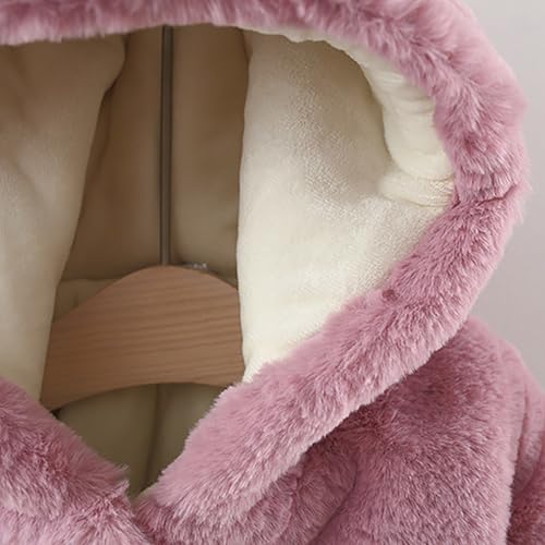Girls Fleece Hooded Jacket Faux 𝗙𝘂r Button Long Sleeve Windproof Coat Warm 𝗥abbit Ears Outerwear with Bag2