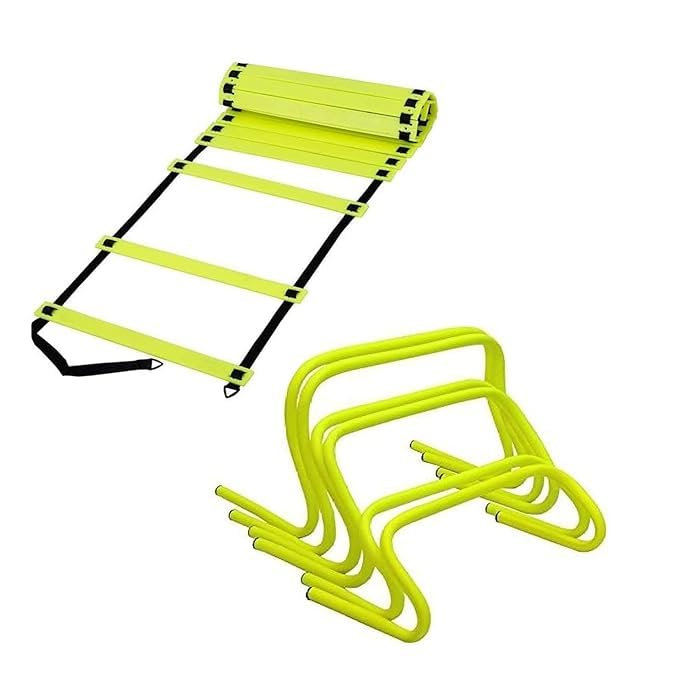 Speed Adjustable 4 Meter Agility Ladder with 10 RUNGS and 6 INCH Jumping Hurdles Set of 6 for Football Soccer Training-image-30