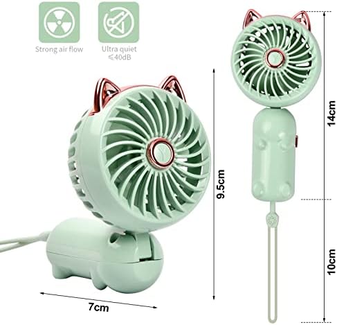Cozlly Handheld Fan, Mini USB Fans, Rechargeable Battery Portable Fan with 3 Speed, Small Hand Held Personal Fans Foldable Desktop Fans for Girls Women Kids Outdoor Travel Office Home Camping (Green)