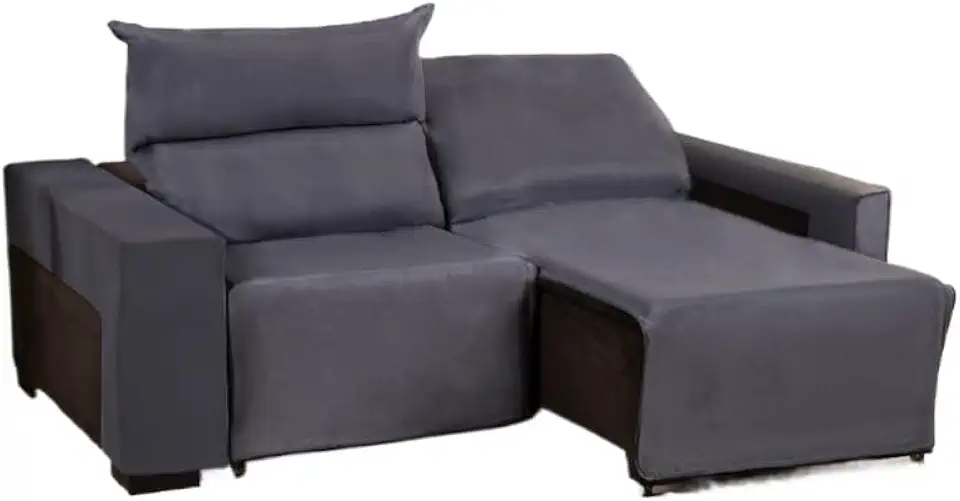 Kit Capa para Sofá Retrátil 2 Lugares - Tecido Soft e Confortável, Capa Protetora Ajustável, para Sofá de Espuma(Cinza,1 m)
