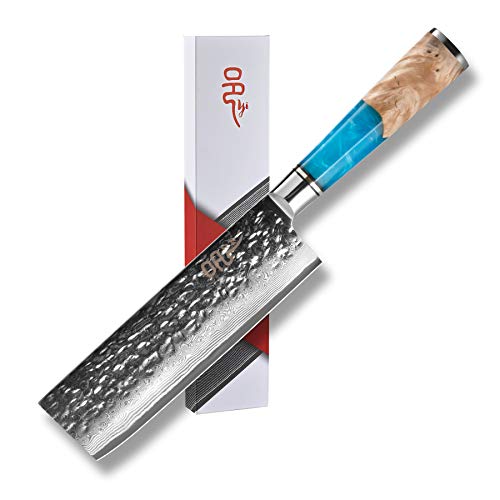 Nakiri Knife, Yi Professional Chef Knives 6.5 Inch Damascus Kitchen Knife Razor Sharp Cleaver Knife Japanese Chef Knife with Ergonomic Handle [Kitchen Gifts]