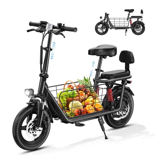 SEHOMY 2 Seater Electric Scooter for Adults 330lbs, Folding Bike Escooters with 3 Speed, 850W Peak Motor, 25 Miles Range, 22MPH, Detachable Storage Basket, 14