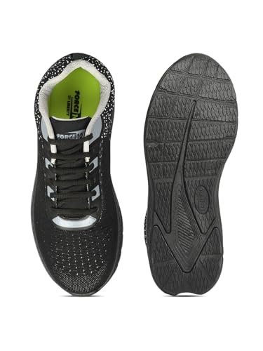 Image of Liberty Force 10 MATCHER-3E Lacing Sports Running Shoes for Men - Black & Teal Blue | Comfortable and Durable | Suitable for Lace-Up Gym, Walking, Jogging & Outdoor Shoes for Gents | Cushioned Footbed