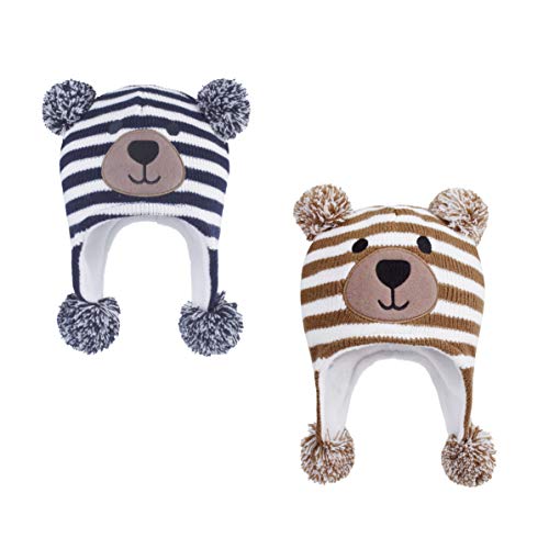 Image of Toddler Infant Winter Hat with Earflap Knit Warm Beanie Fleece Lined Hat for Baby Boys Girls