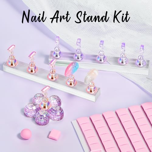 Image of Makartt Nail Stand for Press On: Nails Display Holo Purple & Pink