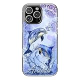 LEPIFLY Personalized Dolphin Phone Case Compatible with iPhone 16 15 14 13 12 11 Pro Max Mini Plus – Custom Name Clear Cover with Cute Ocean Animal Design – Gift for Marine Life and Sea Lovers
