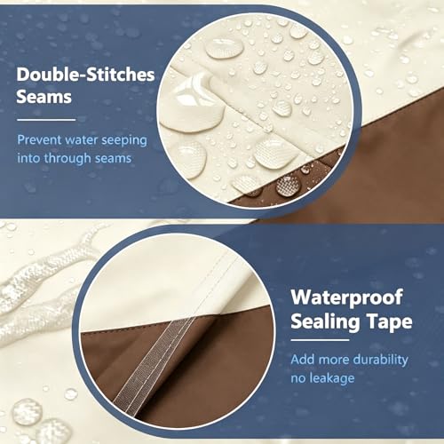 Image of STARTWO Outdoor Furniture Cover Waterproof, 600D Heavy Duty, 4 Piece Patio Furniture Set Cover for Outside Couch, Lawn Chairs, Coffee Table, Windproof with Buckle Strap, Beige