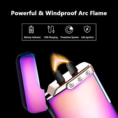 Miniatura 3 de Encendedores de llama de plasma de arco RSBYE recargable por USB, encendedor electrónico, resistente al viento, sin butano, encendedor eléctrico