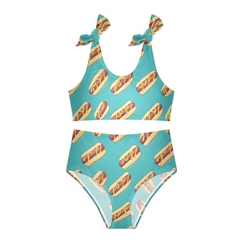 Wusikd Hot Dogs Girls Swimsuits Two Piece Turquoise Swimwear Bikini Set for for Girls Size 3T3