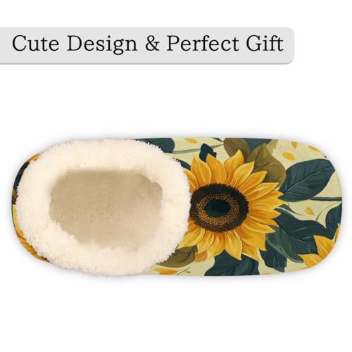 Yellow Sunflower Floral Slippers for Women Slipper Socks Soft Fuzzy House Slippers Shoes for Indoor Bedroom, Winter Cozy Christmas Gifts3