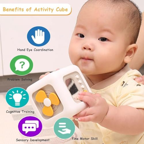 Image of 6-In-1 Activity Cube For 1-Year-Old Boys, Educational Busy Toy For Toddlers 1-3- Sensory Toy To Develop Fine Motor Skills-Travel-Friendly - Birthday Gift For Boys And Girls,White