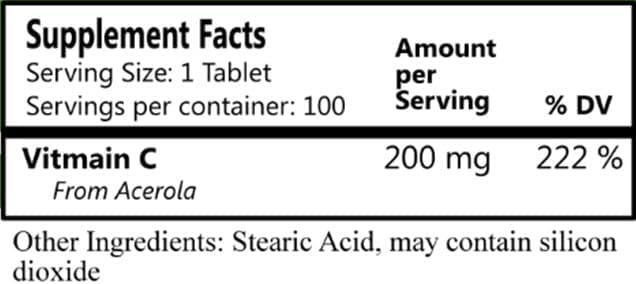 Miniatura 2 de Daily Manufacturing Nature C (Vitamina C de Acerola Cherry) 100 Tabletas por Botella