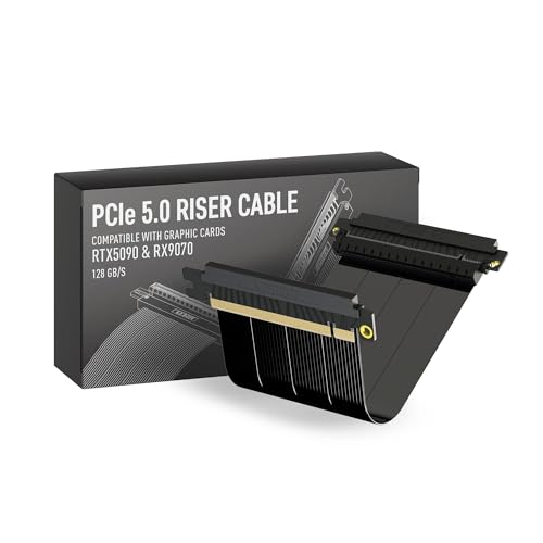 Image of LINKUP - AVA5 PCIE 5.0 Riser Cable (Used) | RTX5090 RX9070 GPU Ready | x16 128GB /s Speed | Compatible with PCIe 4.0 | Designed for SSUPD | Double Reverse Black 15cm (Total Length 17cm)