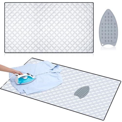 Tigeen Ironing Mat, Extra Large 54 x 32 Inch Ironing Blanket with Aluminum Foil Film & Insulating Cotton, Thick Heat Resistant Portable Pressing Pad for Tabletop, Countertop, Washer & Dryer