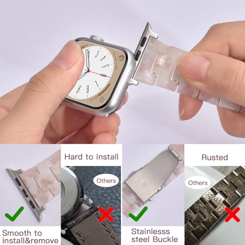 Image of CRIS-BAND Resin Bands Compatible with Apple Watch Series 11 /10 /9 /8 /7 Bands 46mm 45mm 44mm 42mm 41mm 40mm for Women, Strap for iWatch Ultra 3 /2 49mm Series 6 /5 /4 /3 /2 /1 /SE3 Slim Bracelet Wristband