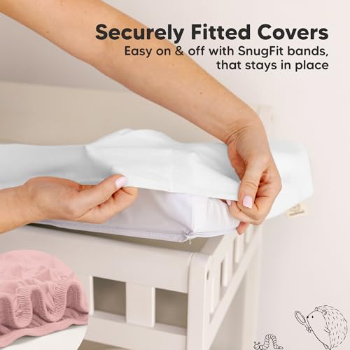 Image of 2-Pack Organic Changing Pad Covers for Girl, Boy, Neutral - 100% Cotton Changing Table Pad Cover, Soft Baby Nursery Diaper Changing Pad Sheets, Contour Changing Pads Liners, Change Pad Cover (Rose)