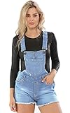 Ladies Stretchable Braces Dungaree Shorts Light Wash UK 16