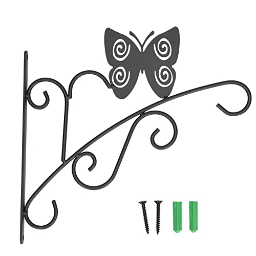 Haken für Blumenampel, Hängende Pflanzenhalterung Outdoor, Wandhalterung Blumenampel Halterung Blumenampelhalter Retro Gusseisen Wandhaken Aufhänger Halterung 29x25x1.5cm(Schmetterlingsform)