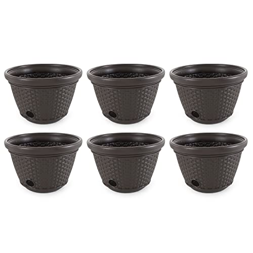 Suncast decorative wicker garden hose pot (6-pack) with drain holes