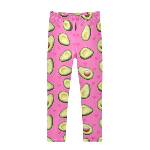 Wusikd Avocados Heart-shapedpink Girls' Leggings Toddler Doodles Kids Yoga Pants Dance Active Tights 4T