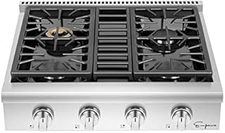 Empava 30 in. Slide-in Natural Gas Rangetop with 4 Deep Recessed Sealed Ultra High-Low Burners-Heavy Duty Continuous Grates in Stainless Steel, 30 Inch