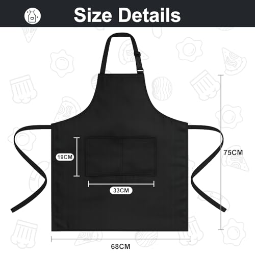 Image of VALOME 2 Pack Kitchen Aprons, Apron for Cooking with 2 Pockets, Unisex Adjustable Neck Strap Chef Aprons for Men Women